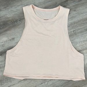 Lululemon Cropped Tank with Cutout Back- size 6. Pale pink.